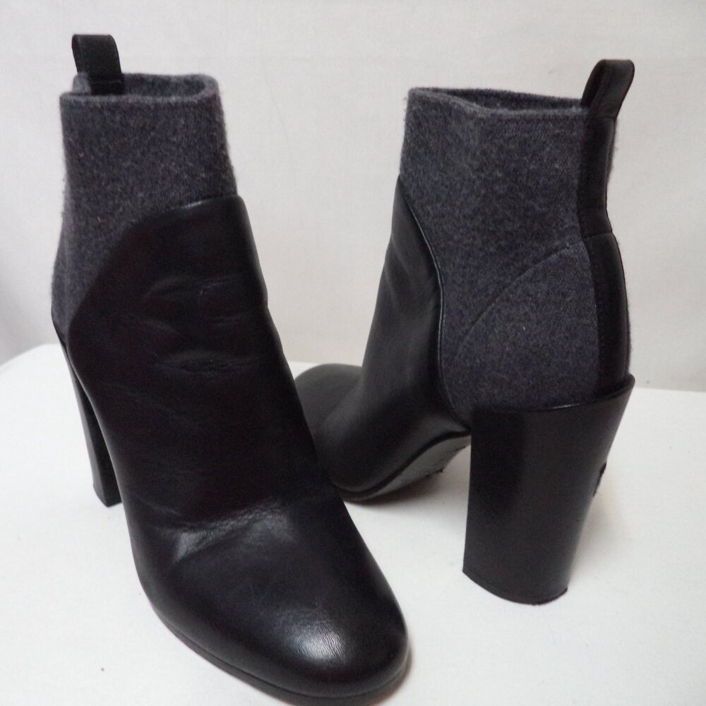 Vince Leather w/ Stretch fabric heeled ankle boots booties Italy black Size Sz 8
